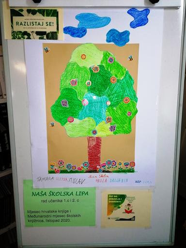 Lipe u našem školskom parku: odgojno-obrazovne aktivnosti u školskom parku (šetnja) i školskoj knjižnici (izlaganje, korištenje priručno-referentne građe, likovna radionica)