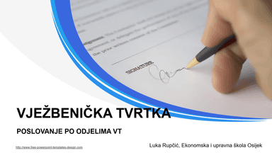 Poslovanje po odjelima vježbeničke tvrtke