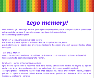 Memory igra za učenje treće oktave