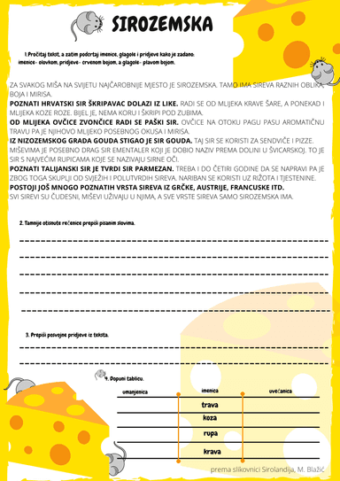 Interpretacija štiva Sirozemska i ponavljanje jezičnih sadržaja 4. razreda