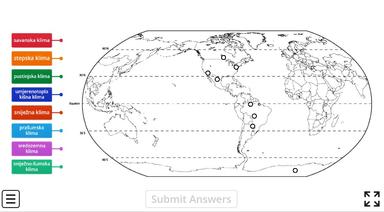 Tipovi klime Sjeverne i Južne Amerike na geografskoj karti