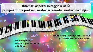 Ritamski aspekti solfeggia u osnovnoj glazbenoj školi: primjeri dobre prakse u nastavi u razredu i nastavi na daljinu