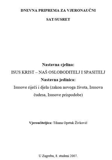 Prispodoba o sijaču - prirema za nastavni sat