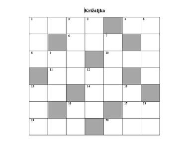 Matematička križaljka za 5. razred (ponavljanje)