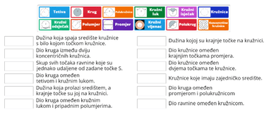 Krug i kružnica - spoji parove