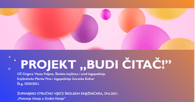 Projekt "Budi čitač" - čitanje s razumijevanjem