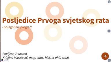 Posljedice Prvoga svjetskog rata - prilagođeni program (POV 7)