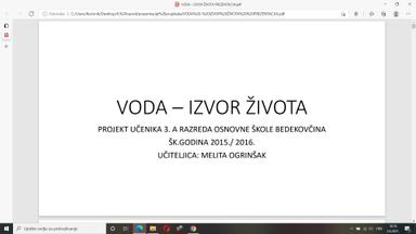 Voda- izvor života  projekt
