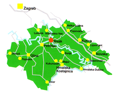 Sisačko-moslavačka županija - stanovništvo, gradska i općinska središta