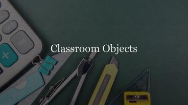 Classroom objects and prepositions (in, on, under)