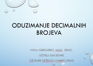 Oduzimanje decimalnih brojeva