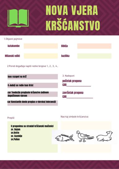 PRIPREMA
Nova vjera kršćanstvo