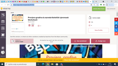 Metodička preporuka:-provjera gradiva 6.razreda KV -zadaci u alatu wizer.me