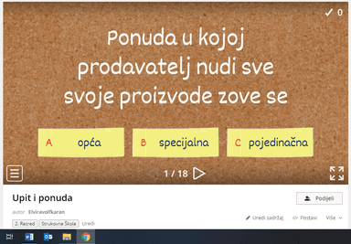 Upit i ponuda - kviz za ponavljanje