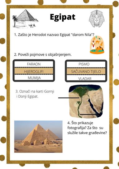 Egipat - ponavljanje (nastavni listić)