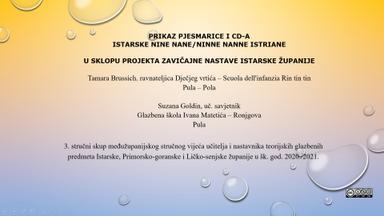 PRIKAZ PJESMARICE I CD - A ISTARSKE NINE NANE - NINNE NANNE ISTRIANE 