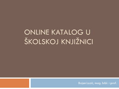 Online katalog u školskoj knjižnici
