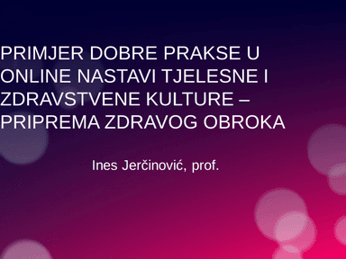 Priprema zdravog obroka - primjer dobre prakse u online nastavi