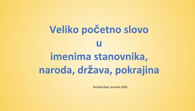 Veliko početno slovo u imenima stanovnika, naroda, država