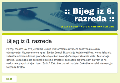 DOS - Bijeg iz 8. razreda (escape room)