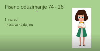Pisano oduzimanje - oblik: 74 - 26