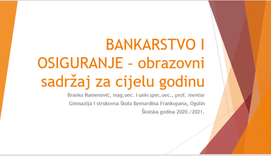BANKARSTVO I OSIGURANJE – obrazovni sadržaj za cijelu godinu
