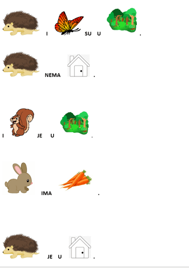  Globalno čitanje (I, JE, SU, NA, IMA, NEMA )– vježbanje